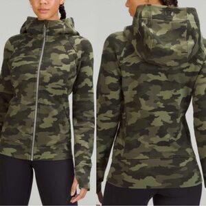 Lululemon Camouflage Zip-Up Hoodie Scuba Jacket Olive Camo